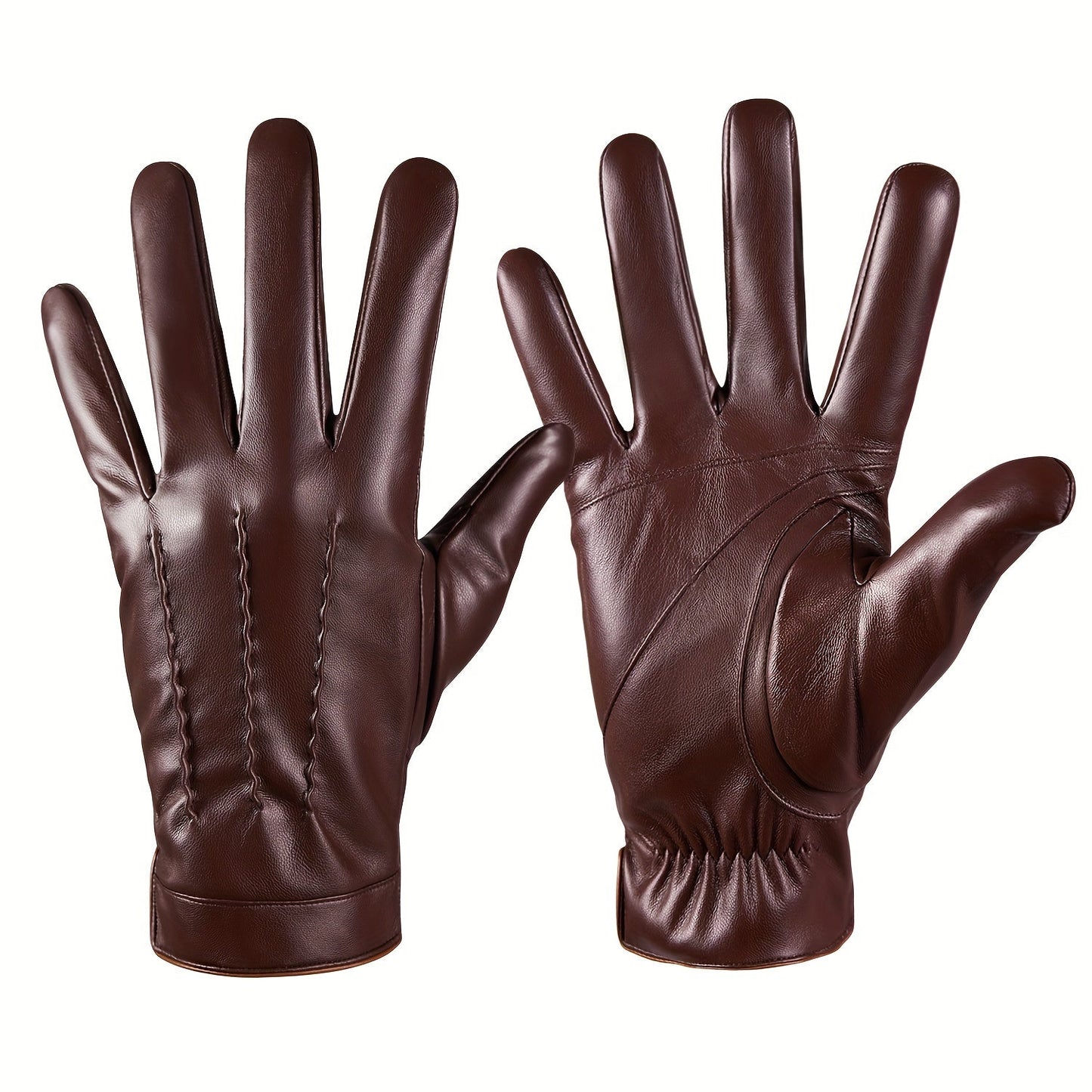 Gloves - Faux Leather Motorcycle Full Finger Warm Riding for Men Women Outdoor - product detail view 16