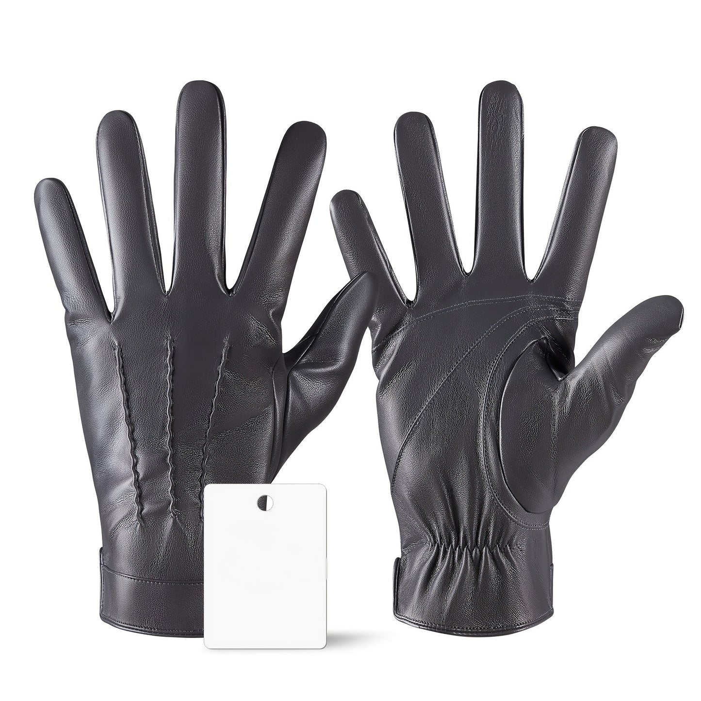 Gloves - Faux Leather Motorcycle Full Finger Warm Riding for Men Women Outdoor - product detail view 17