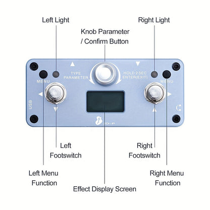 Guitar Effects Pedal, Rechargeable, Compact for Electric Guitar Or Bass Tone Shaping detail image - detail view 11