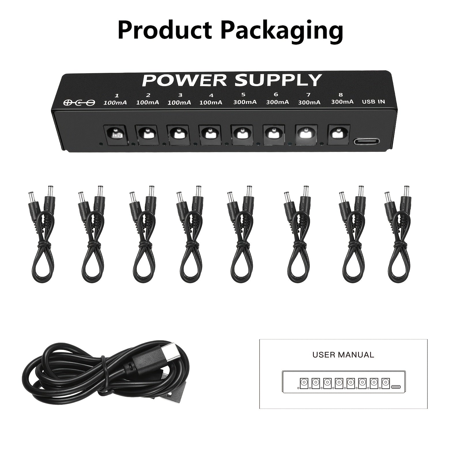Guitar Pedal Power Supply shown in the Black option