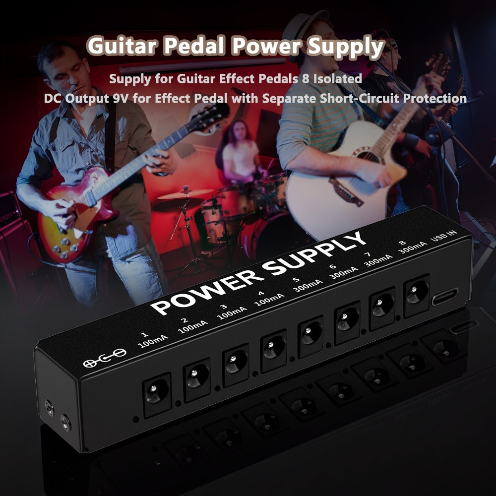 Guitar Pedal Power Supply, Portable, USB-C, USB, Effects for Powering Guitar Effects detail image - detail view 10