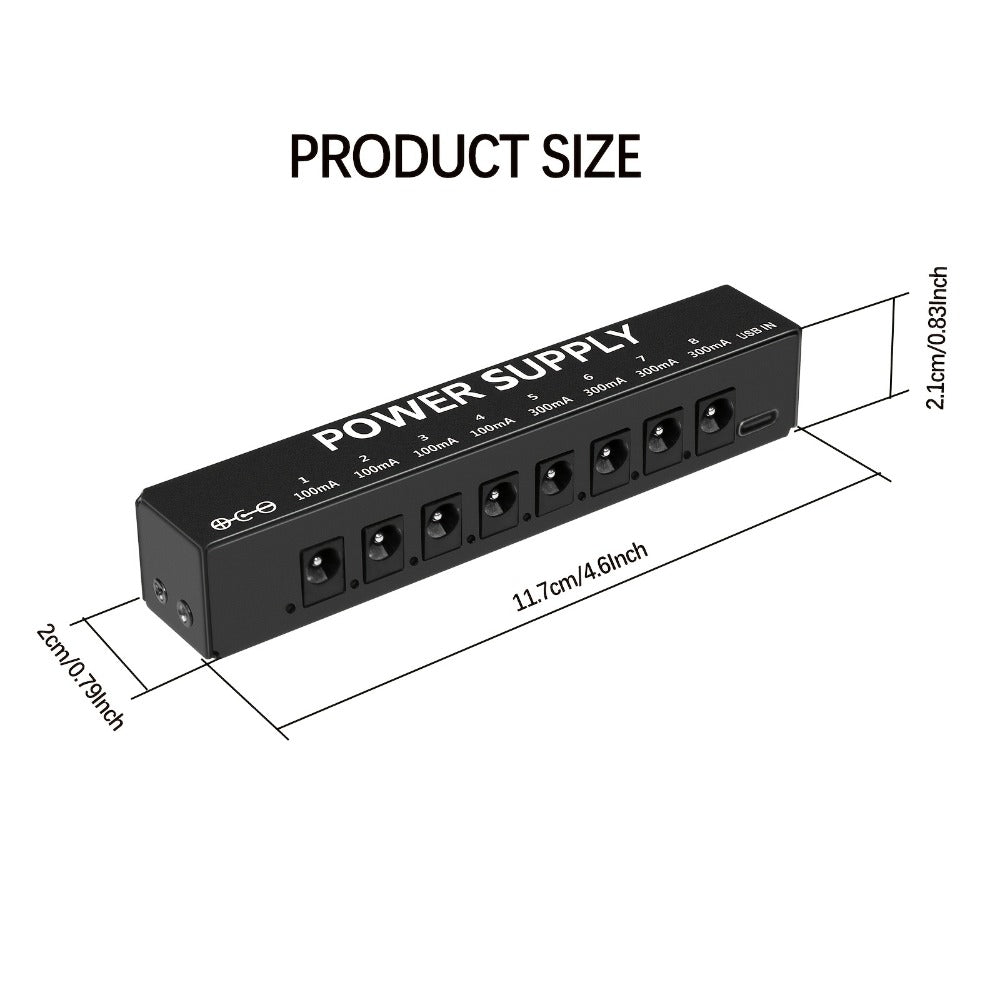 Guitar Pedal Power Supply, Portable, USB-C, USB, Effects for Powering Guitar Effects detail image - detail view 14