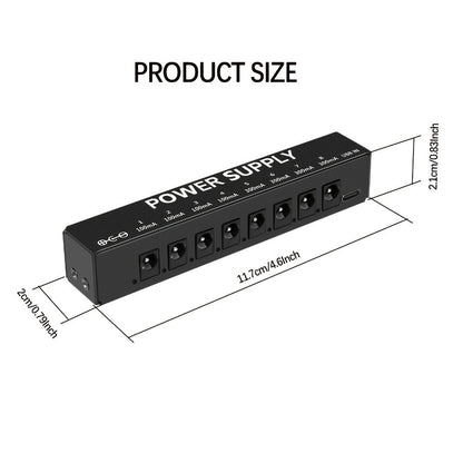 Guitar Pedal Power Supply, Portable, USB-C, USB, Effects for Powering Guitar Effects detail image - detail view 14