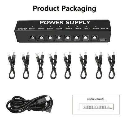 Guitar Pedal Power Supply, Portable, USB-C, USB, Effects for Powering Guitar Effects detail image - detail view 3