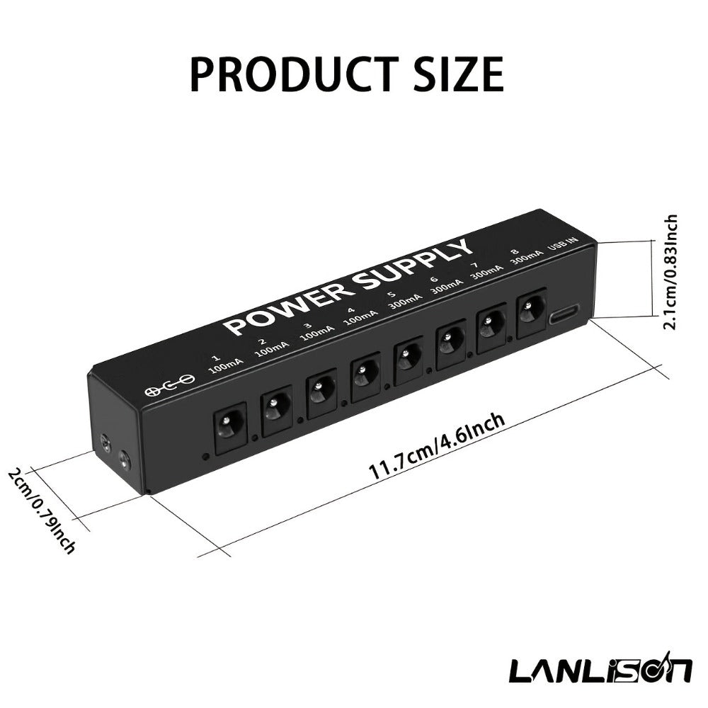 Guitar Pedal Power Supply, Portable, USB-C, USB, Effects for Powering Guitar Effects detail image - detail view 5