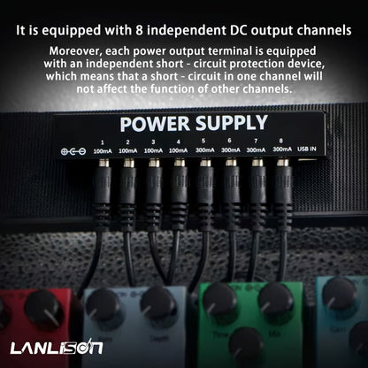 Guitar Pedal Power Supply, Portable, USB-C, USB, Effects for Powering Guitar Effects detail image - detail view 6