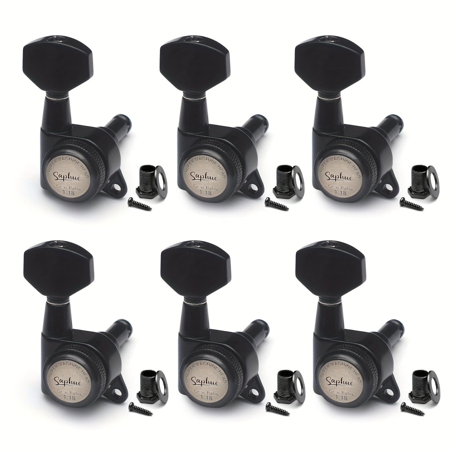 Guitar Tuning Peg Set shown in the Black 6 Right option