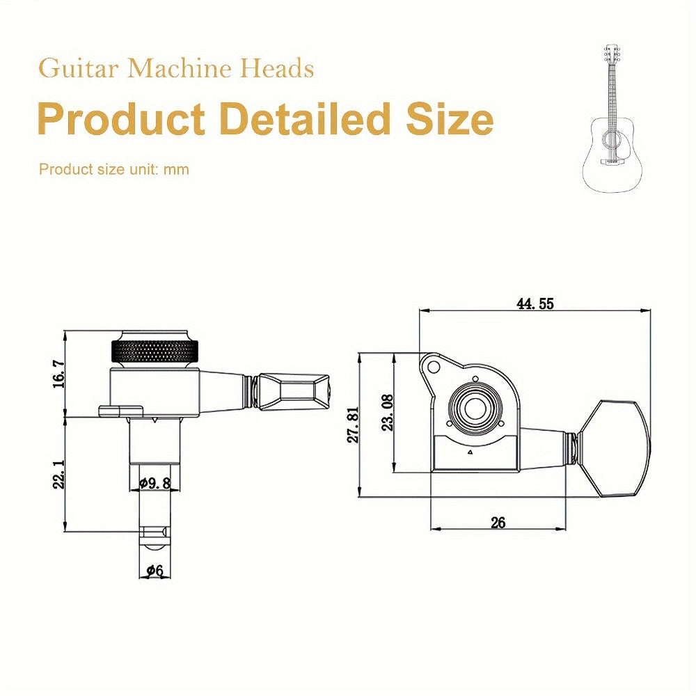 Guitar Tuning Peg Set, 6pcs, 6 pcs, SAPHUE, Premium for Replacing Guitar Tuning Hardware detail image - detail view 16