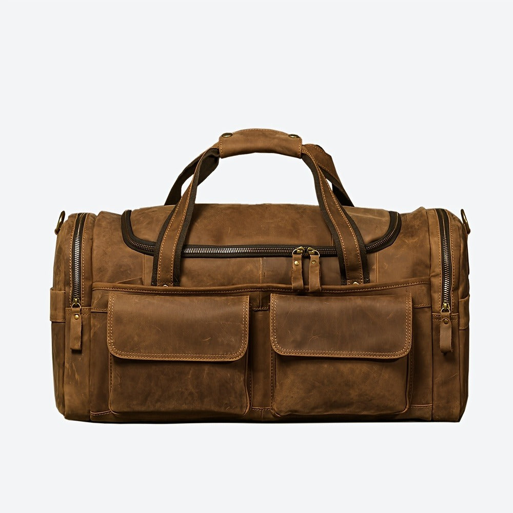 Gym Duffel Bag – Genuine Leather, Large Capacity, Multi-Pocket, for Travel & Work – detail view 3