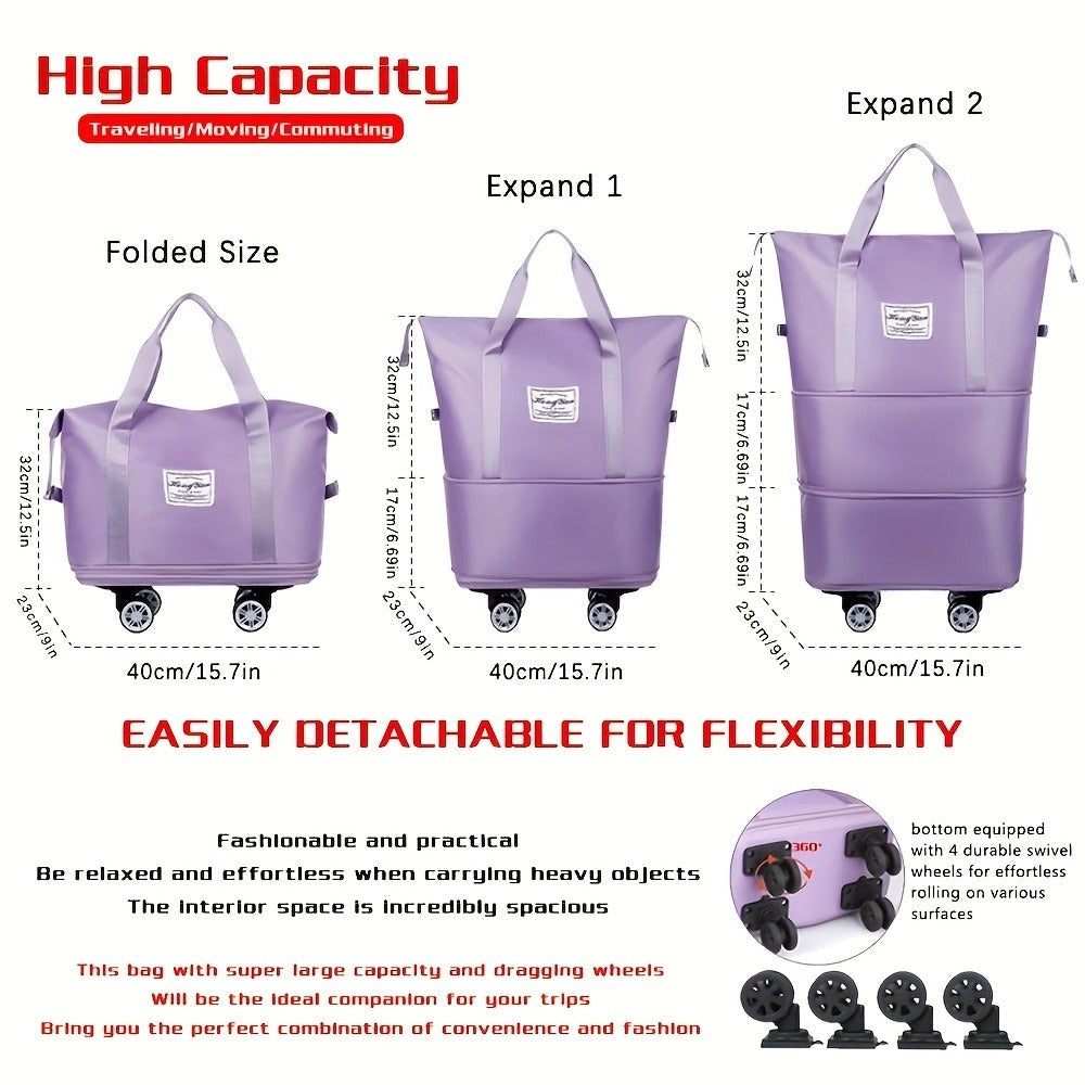 Gym Duffel Bag – Nylon, Spinner Wheels, Expandable, for Travel – detail view 5