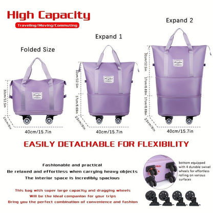 Gym Duffel Bag – Nylon, Spinner Wheels, Expandable, for Travel – detail view 5
