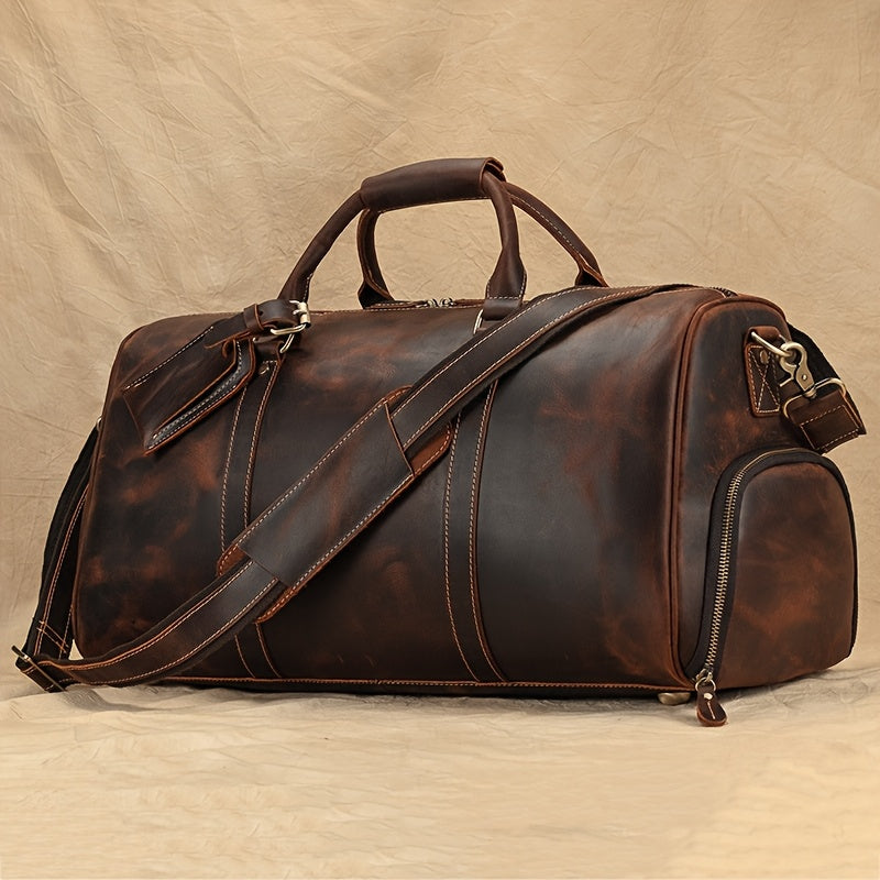 Gym Duffel Bag – for Travel, Genuine Cowhide Leather Weekender Shoe – detail view 21