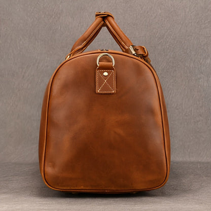 Gym Duffel Bag – for Travel, Genuine Cowhide Leather Weekender Shoe – detail view 3