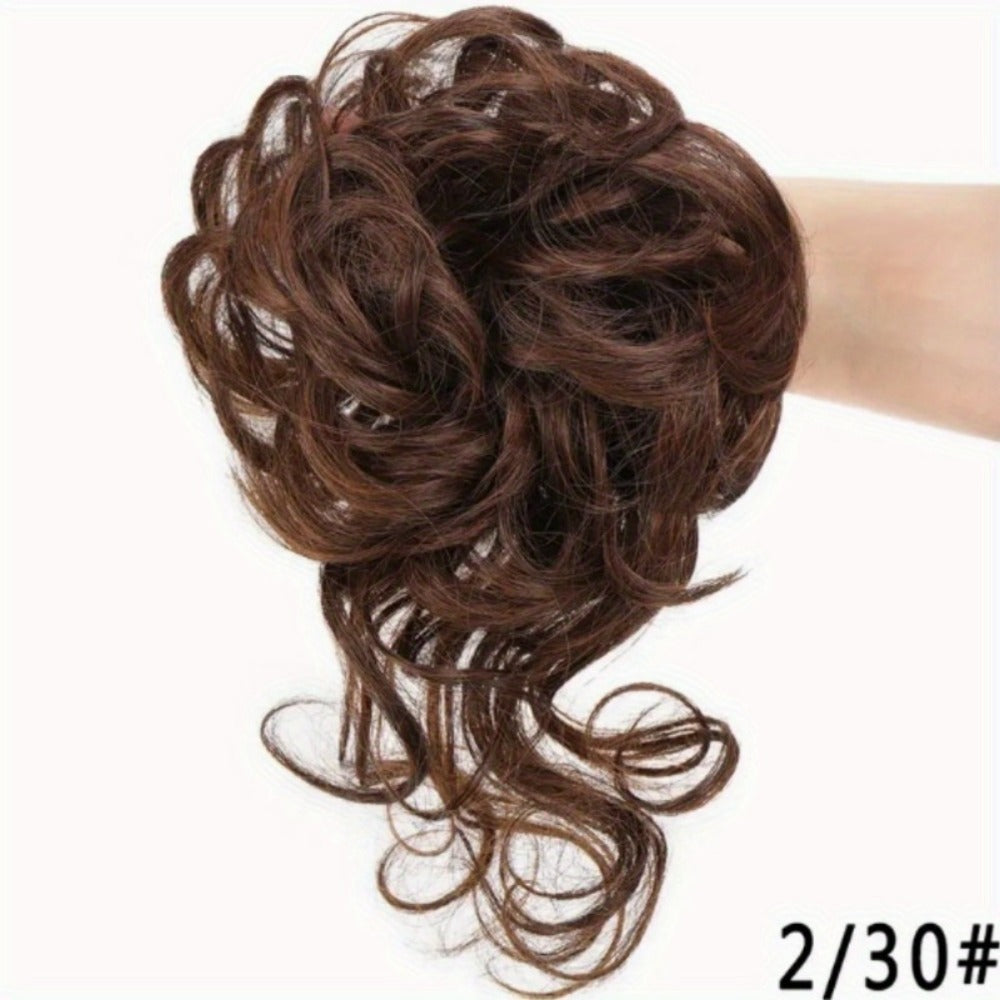 Hair Accessories - Curly Bun Donut Wig Hairpiece for Women - Synthetic Chignon Updo Accessory - product detail view 5