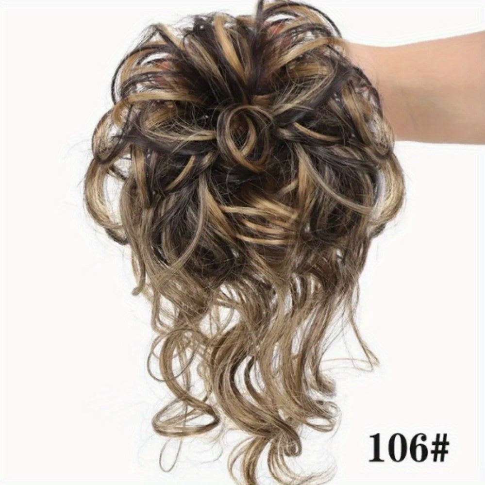 Hair Accessories - Curly Bun Donut Wig Hairpiece for Women - Synthetic Chignon Updo Accessory - product detail view 13