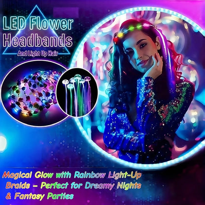 Hair Accessories - LED Light Up Set 36pcs Luminous Glow Bundle Flower Garland Crown, Fiber - product detail view 9