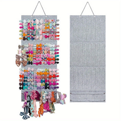 Hair Accessory Organizer - Bow Holder Felt Wall Hanging Storage Bag for Hairpins Bows Clips - product detail view 22