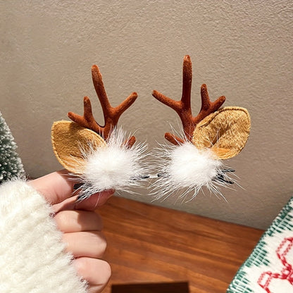 Hair Clips for Women - Christmas Reindeer Antler 8 Pieces Accessories Pom Poms Ears Xmas for - product detail view 12