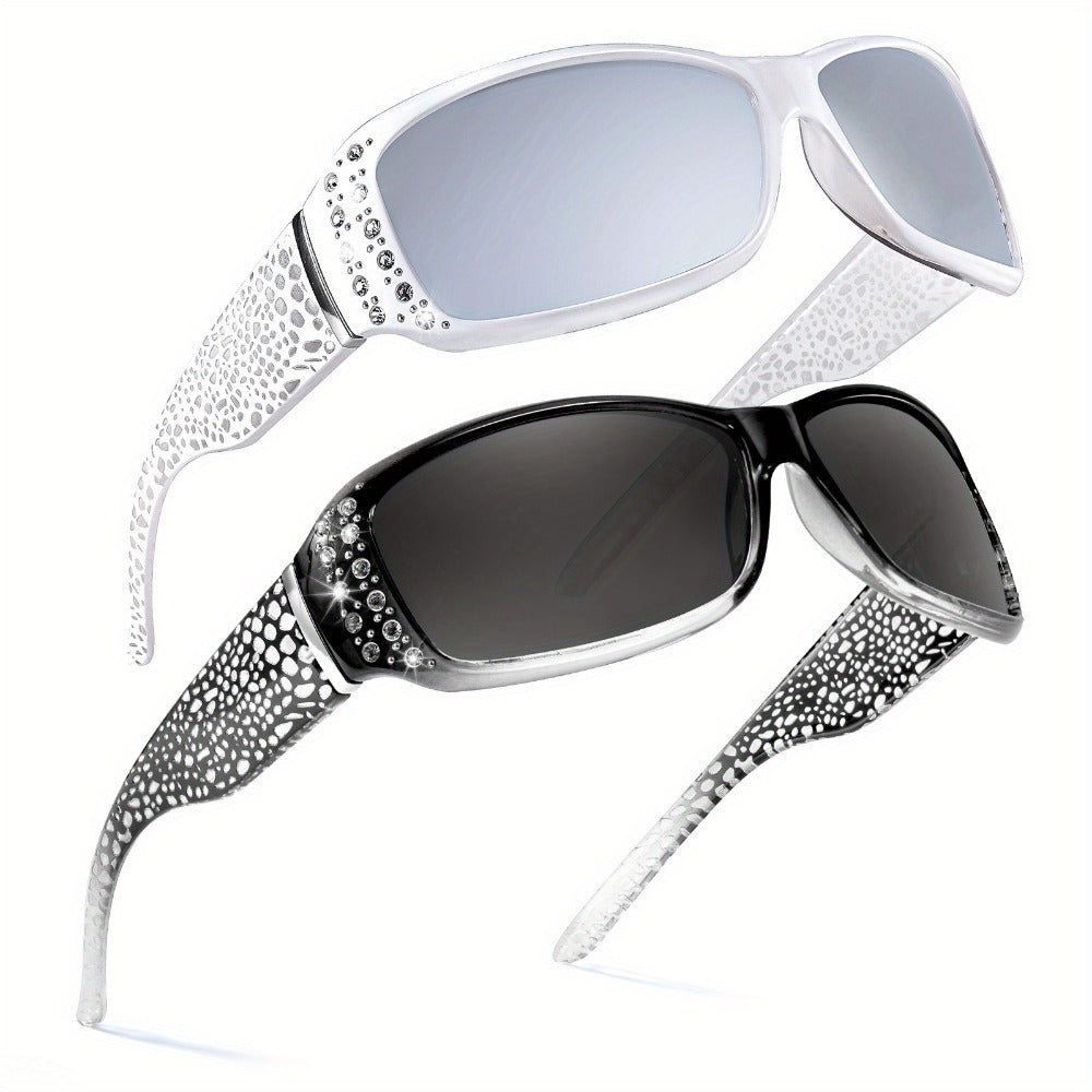 Hair Clips for Women - Rhinestone 2 Pack for Girls White Mirror Crystal Sparkle Barrette Set - product detail view 7