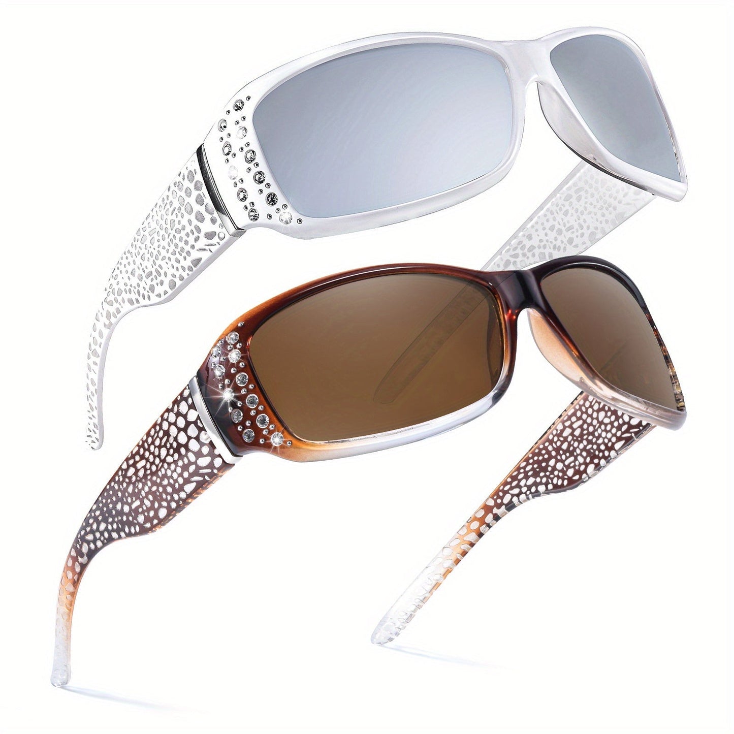 Hair Clips for Women - Rhinestone 2 Pack for Girls White Mirror Crystal Sparkle Barrette Set - product detail view 17