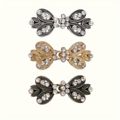 Hair Clips for Women - Sweater 3pcs Rhinestone Vortex Elegant Cardigan Shawl Cloak Clip Set for - product detail view 9