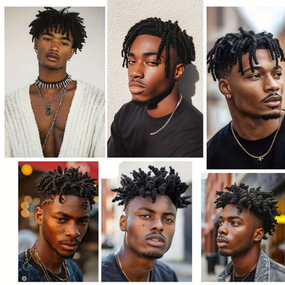 Hair Toppers - Dreadlock Topper for Men - Short Synthetic Clip-In Braided Half Wig, Afro - product detail view 5