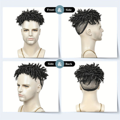 Hair Toppers - Dreadlock Topper for Men - Short Synthetic Clip-In Braided Half Wig, Afro - product detail view 7