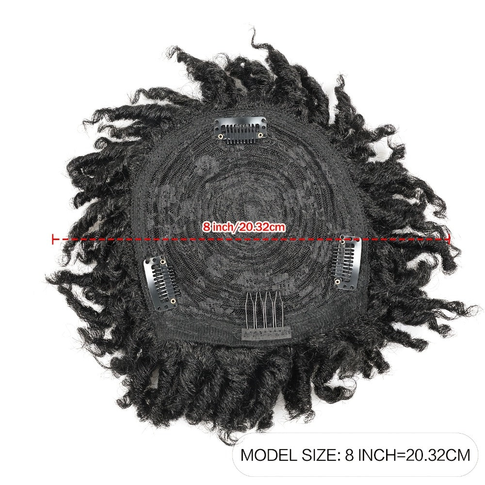 Hair Toppers - Dreadlock Topper for Men - Short Synthetic Clip-In Braided Half Wig, Afro - product detail view 9
