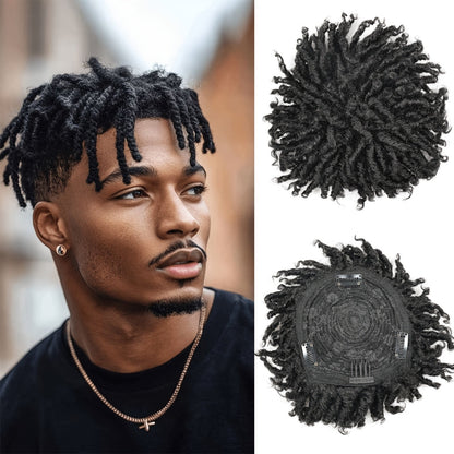 Hair Toppers - Dreadlock Topper for Men - Short Synthetic Clip-In Braided Half Wig, Afro - product detail view 10