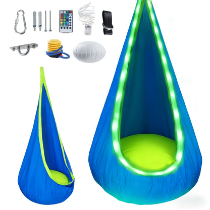 Hammock Chair shown in the Blue-LED option