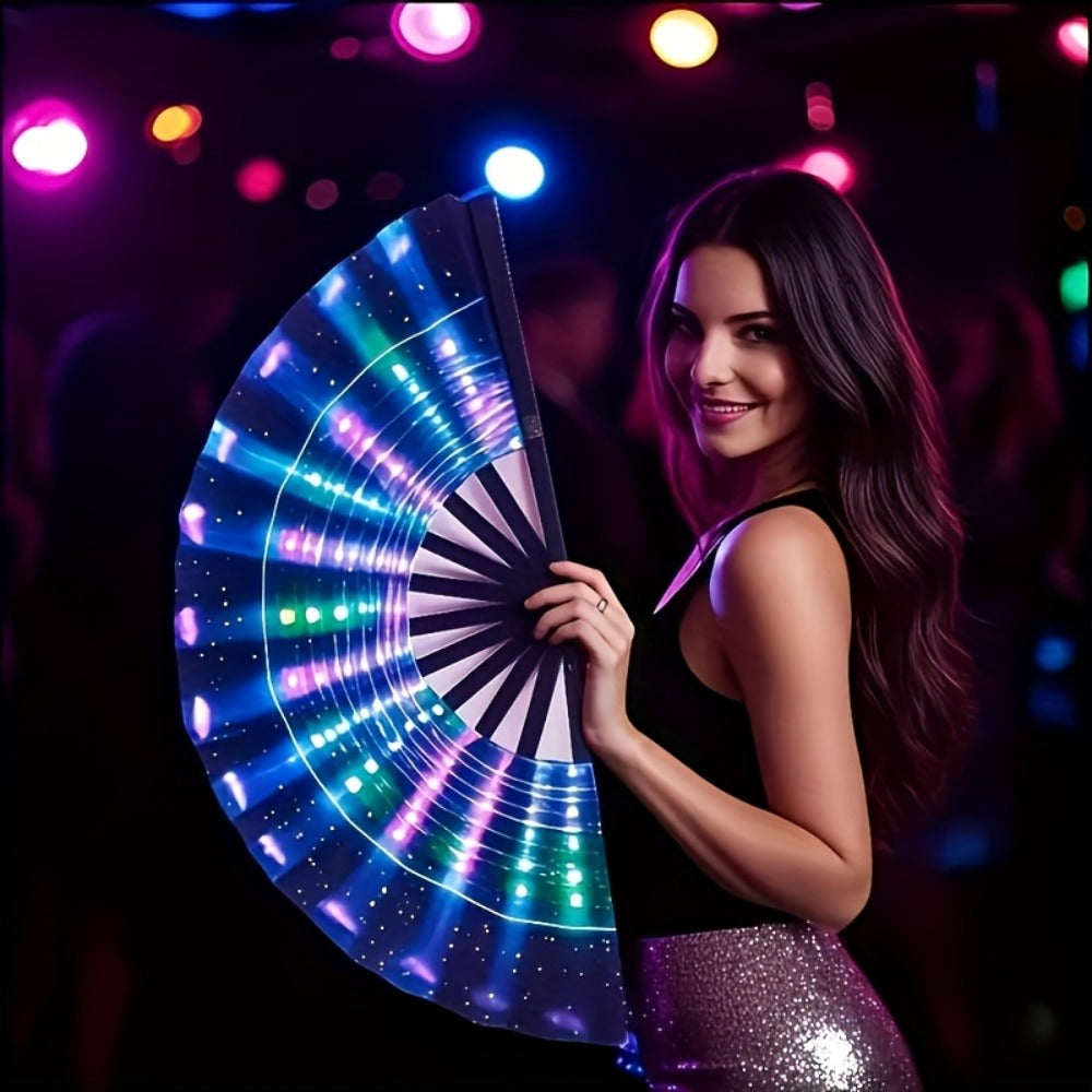 Hand Fan - Glow 13-Inch Blue Neon Glow - Water-Resistant, Extremely Bright, Perfect - product detail view 11