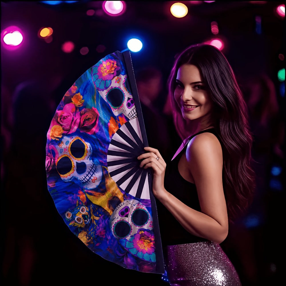 Hand Fan - Glow 13-Inch Blue Neon Glow - Water-Resistant, Extremely Bright, Perfect - product detail view 18