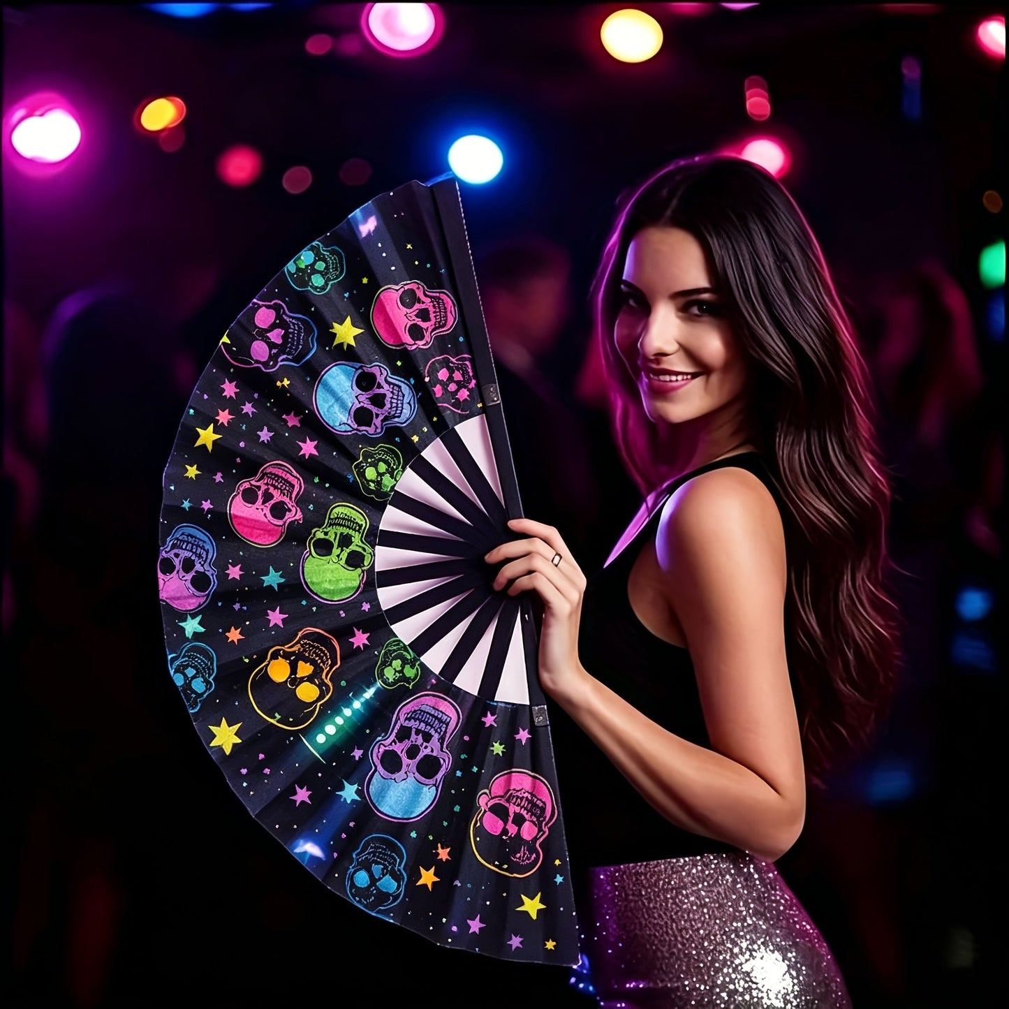 Hand Fan - Glow 13-Inch Blue Neon Glow - Water-Resistant, Extremely Bright, Perfect - product detail view 21