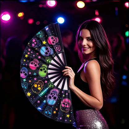 Hand Fan - Glow 13-Inch Blue Neon Glow - Water-Resistant, Extremely Bright, Perfect - product detail view 21