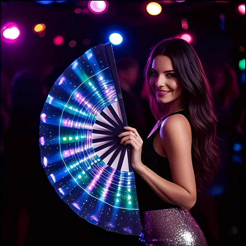 Hand Fan - Glow 13-Inch Blue Neon Glow - Water-Resistant, Extremely Bright, Perfect - product detail view 22