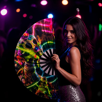 Hand Fan - Glow 13-Inch Blue Neon Glow - Water-Resistant, Extremely Bright, Perfect - product detail view 23