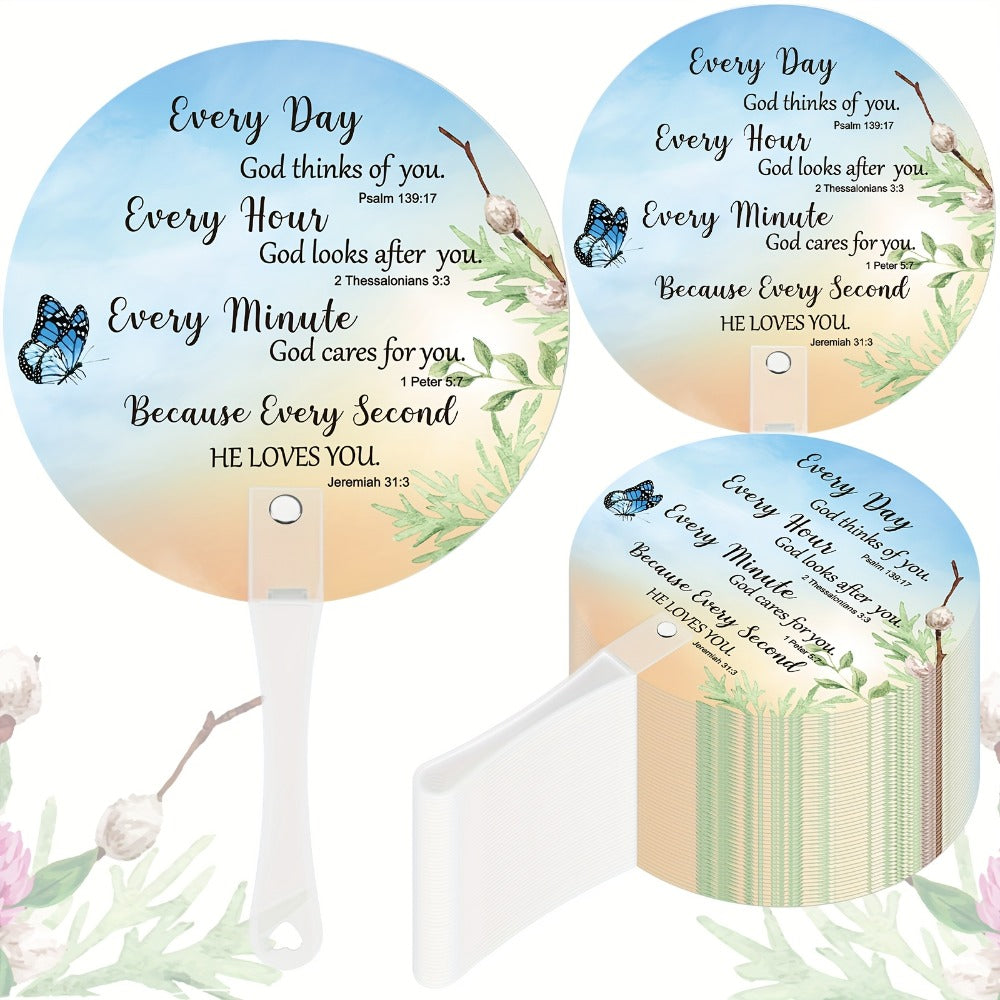 Hand Fans - Christian Church Handheld Bulk Religious Plastic with Handle for Church - main product view