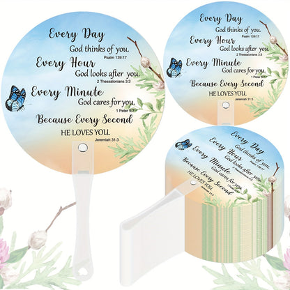 Hand Fans - Christian Church Handheld Bulk Religious Plastic with Handle for Church - product detail view 6