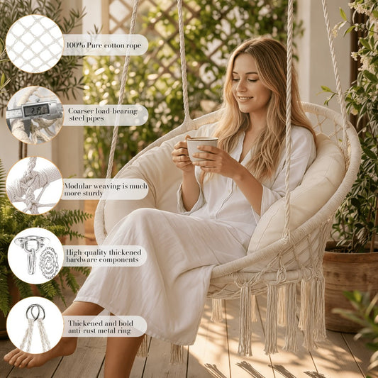 Hanging Chair shown in the Beige, 9.9 Pounds option