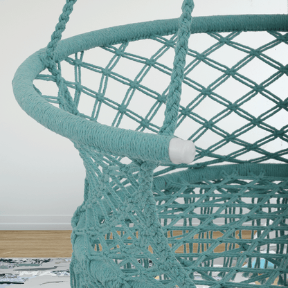 Hanging Swing Chair with Macrame Weave and Armrests for Bedroom detail image - detail view 10