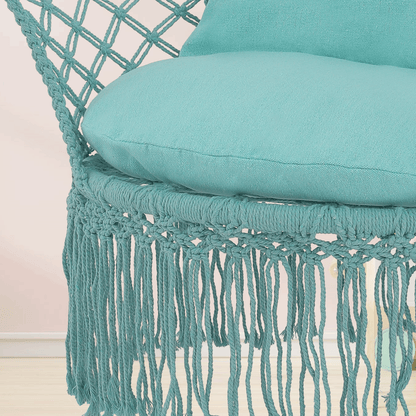 Hanging Swing Chair with Macrame Weave and Armrests for Bedroom detail image - detail view 11