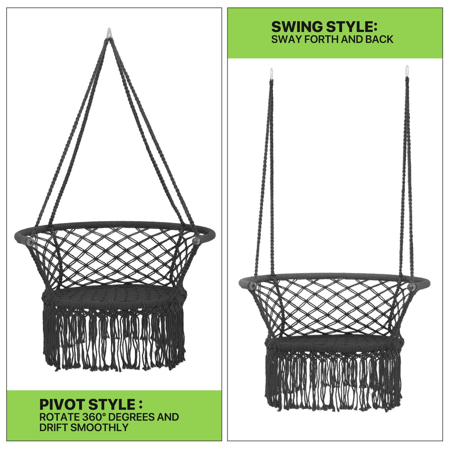Hanging Swing Chair with Macrame Weave and Armrests for Bedroom detail image - detail view 14