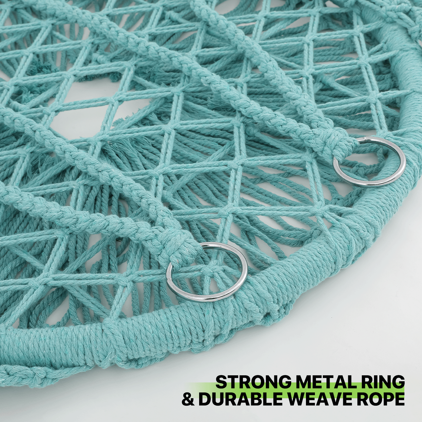 Hanging Swing Chair with Macrame Weave and Armrests for Bedroom detail image - detail view 9
