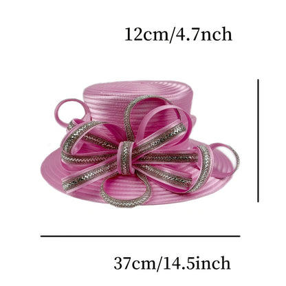Hats - Church Hat Wide Brim Ladies Handmade Elegant Stone Embellished Sunday - product detail view 5