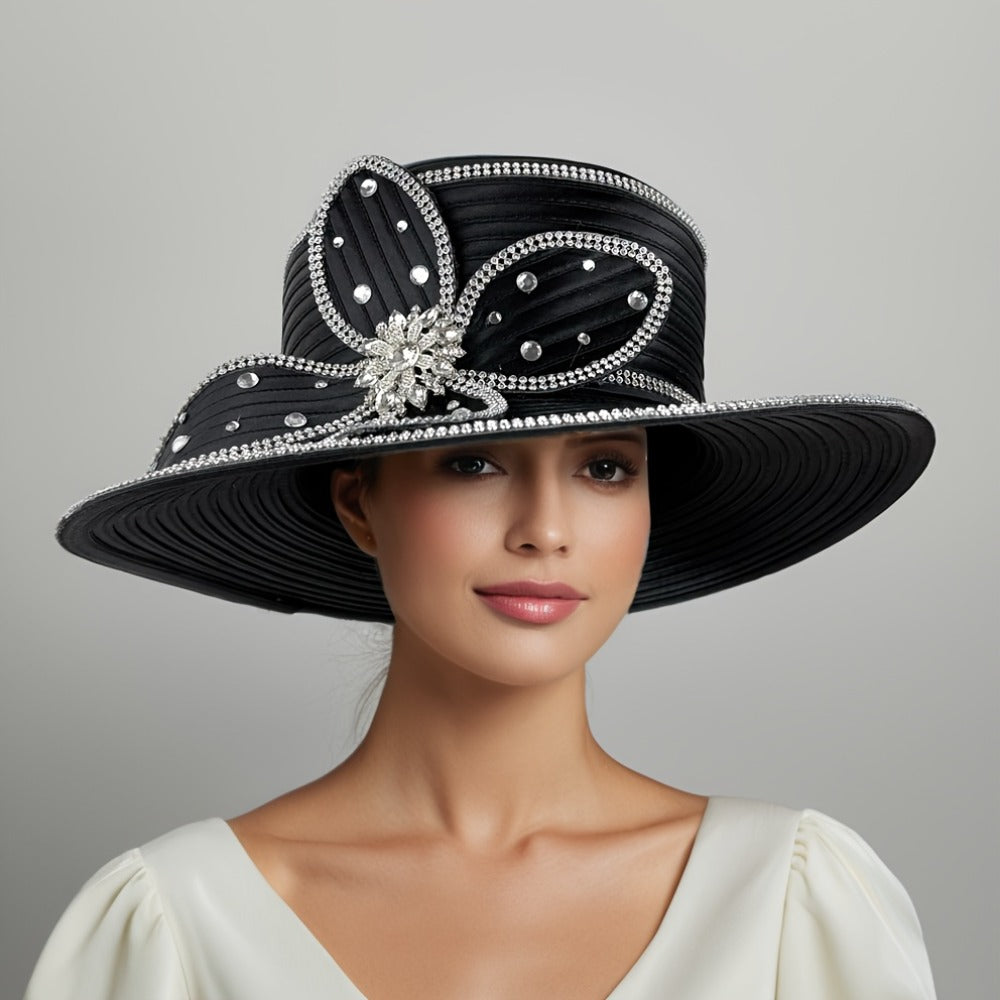 Hats - Handmade Ladies Church Hat - Elegant Decorated Women Fascinator Hat for - product detail view 4