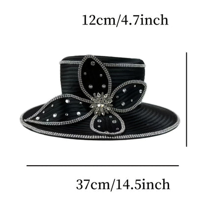 Hats - Handmade Ladies Church Hat - Elegant Decorated Women Fascinator Hat for - product detail view 5
