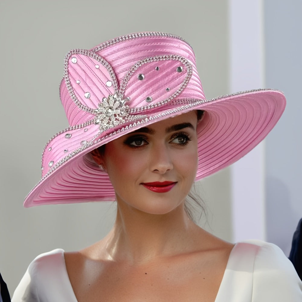 Hats - Handmade Ladies Church Hat - Elegant Decorated Women Fascinator Hat for - product detail view 9