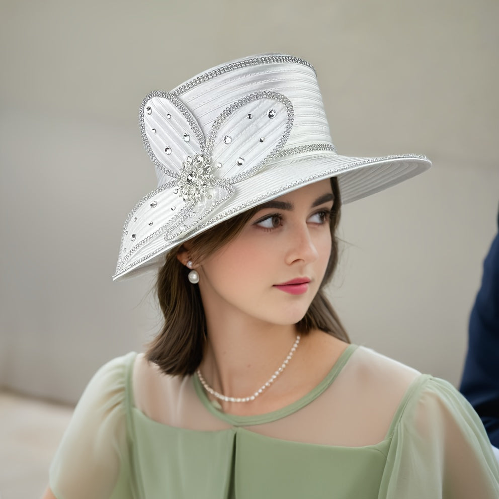 Hats - Handmade Ladies Church Hat - Elegant Decorated Women Fascinator Hat for - product detail view 10