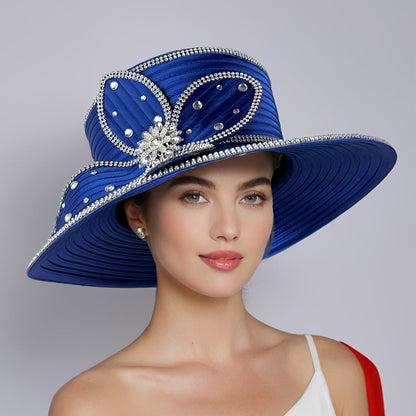 Hats - Handmade Ladies Church Hat - Elegant Decorated Women Fascinator Hat for - product detail view 11
