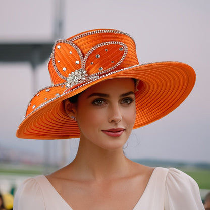 Hats - Handmade Ladies Church Hat - Elegant Decorated Women Fascinator Hat for - product detail view 12